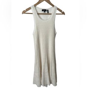 Theory Ottoman Day Cotton Wool Dress Shell White Ribbed Knit
